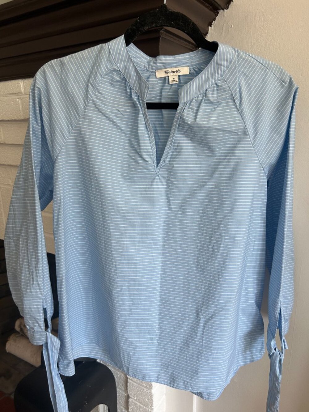 Madewell Blue and White Stripes Popover Shirt Size Medium